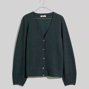 Madewell Pieced-Sleeve Cardigan, Dark Palm, Size Small